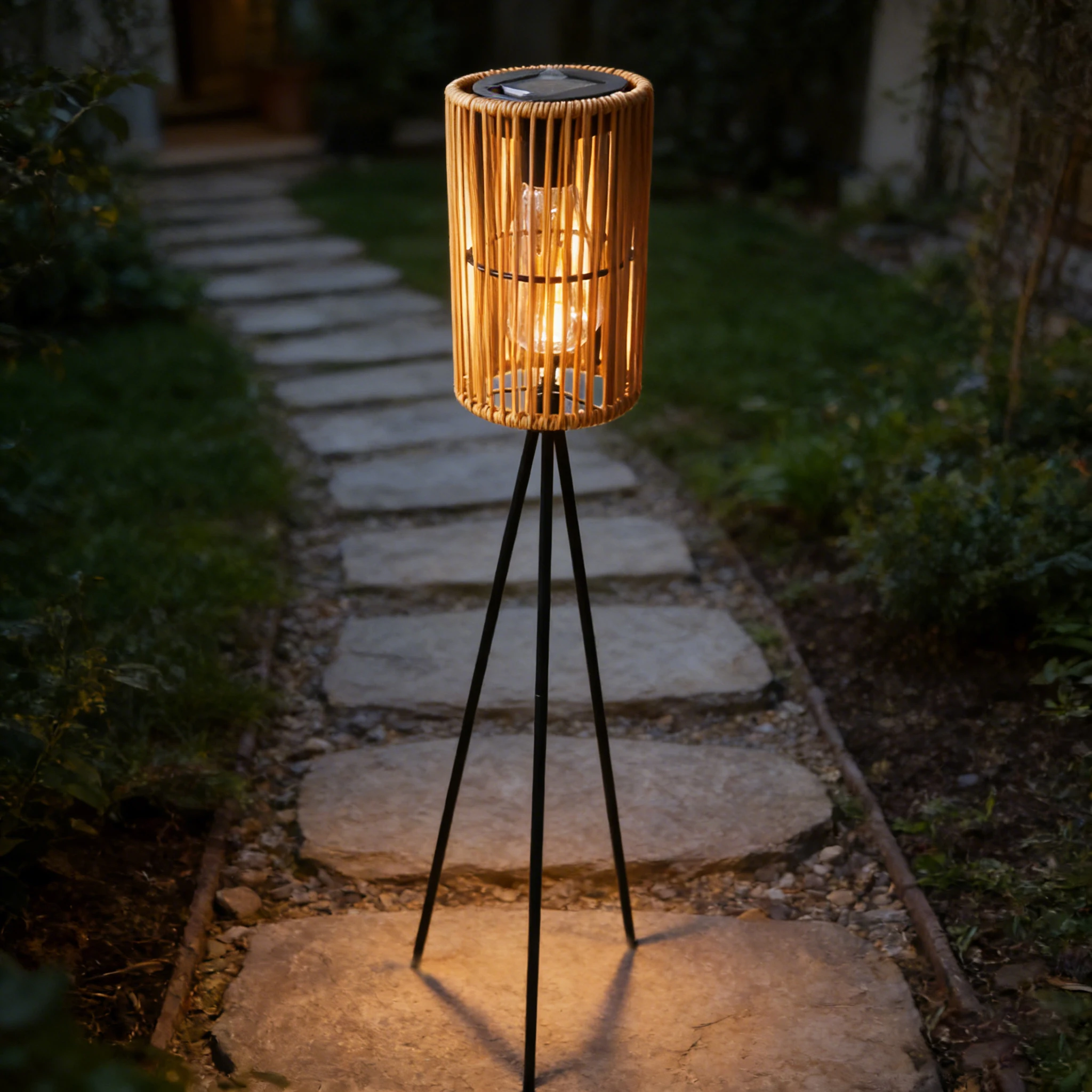 Japandi Rattan Solar Tripod Floor Lamp Assembly Breakdown