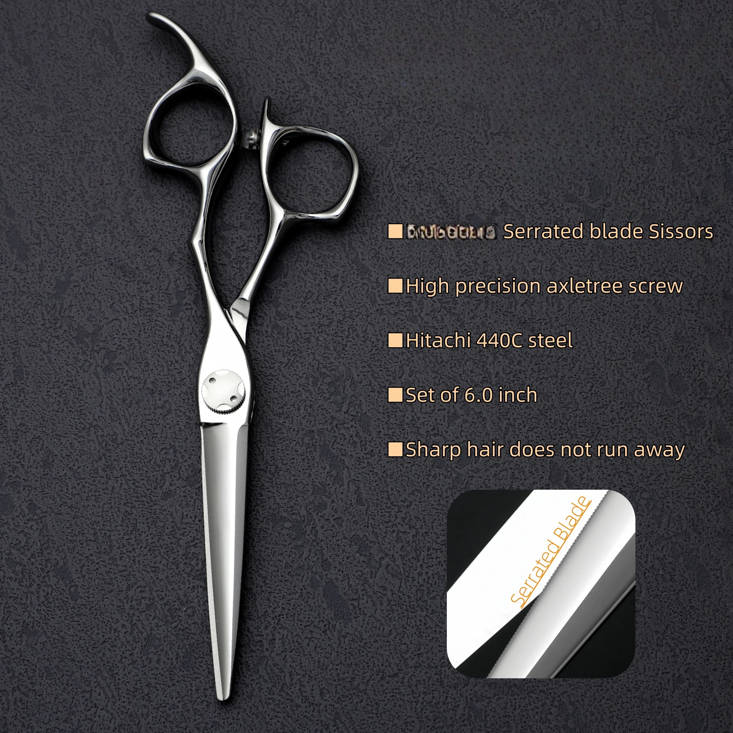 6.0-6.5-6.8 inches Sawtooth scissors，440C steel Professional thinning scissors，High-end barbershop Machines for cutting hair