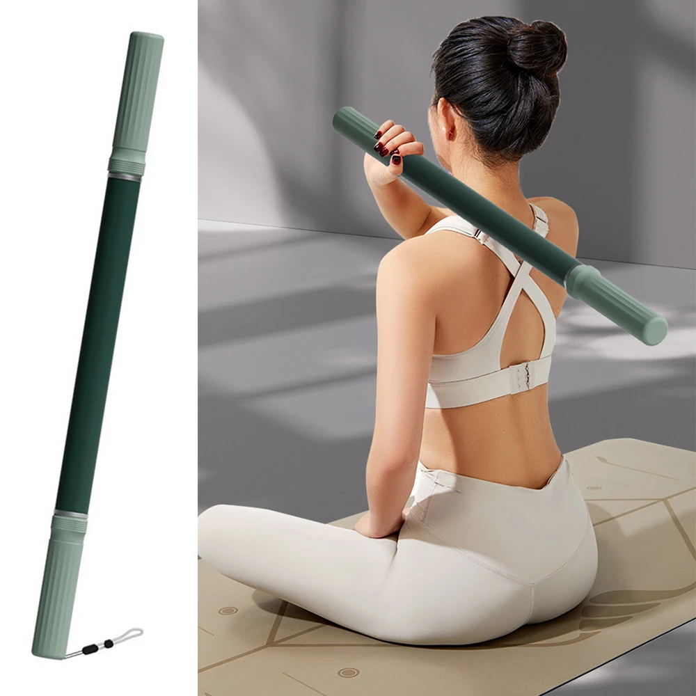 

Палка для йоги для растяжки, инструмент для релаксации, роликовый корректор горбатости, стоящая тренировочная палка с открытой спиной для аксессуаров для фитнеса