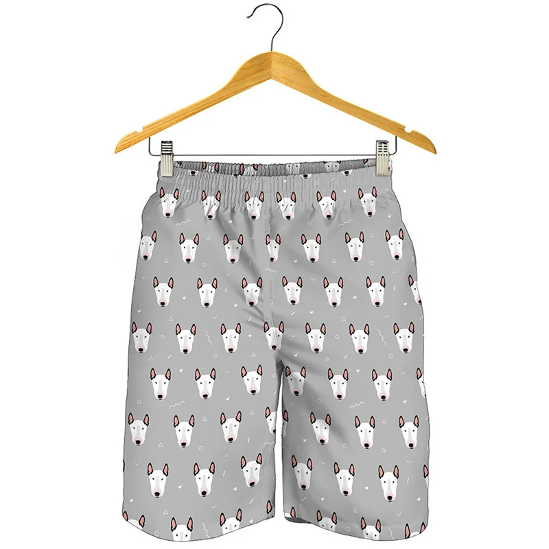 

Cartoon Cute Bull Terrier 3D Printed Beach Shorts Men Animal Dog Pattern Swim Trunks Kids Summer Vacation Surf Board Shorts