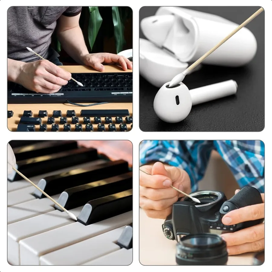 400 шт. тампоны для чистки пистолета, двусторонние 6-дюймовые длинные заостренные и бамбуковые ватные тампоны без ворса для электронного пистолета и макияжа Clea