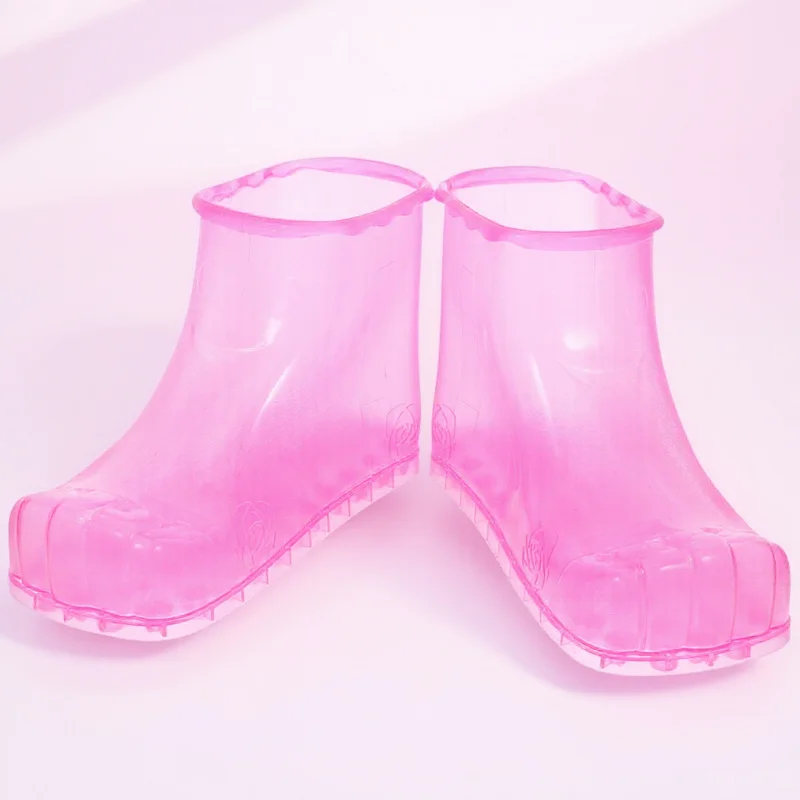 

1 пара домашних массажных мытье ног, водонепроницаемые прочные домашние туфли для купания ног из ПВХ для релаксации (розовые)