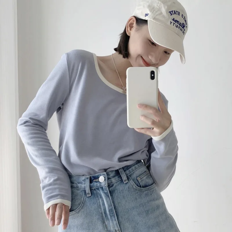 

Fashion youthful Woman Clothes Frosted Velvet Winter Thickened Warm Round Neck 2000s Aesthetic Sexy Sleepware 90s Cute Shirt Y2k