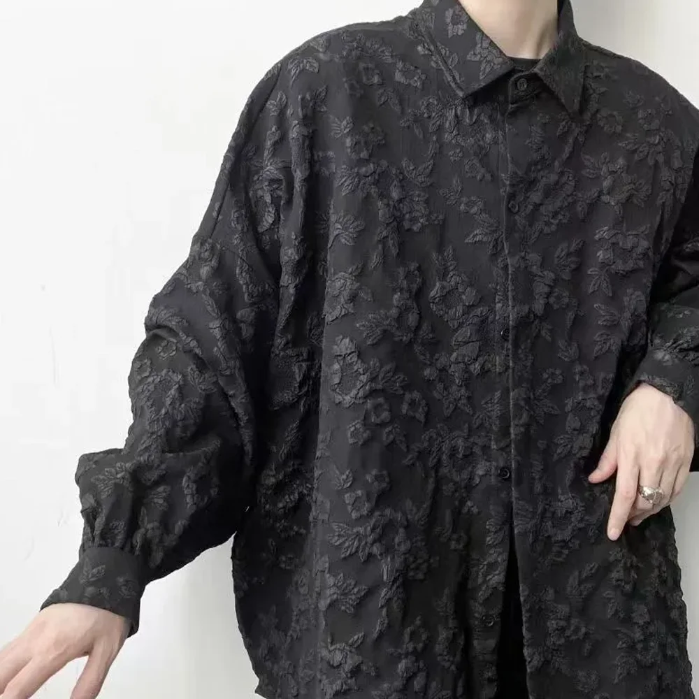 Men's Floral Jacquard Jacket Stand Collar Loose Fit Button Up Casual Streetwear Lightweight Jacket 2026 New