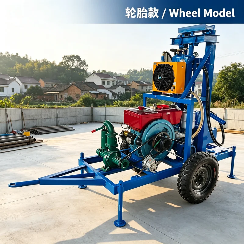 Popular Portable Diesel-Powered Double Cylinder Crawler Water Drilling Machine Hydraulic 22HP Core Drilling Well Rig