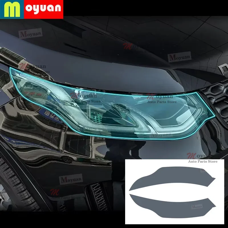 For Land Rover Discovery Sport 2020-2022 Accessories 2 Pcs Car Headlight Protective Film Headlamp Transparent Black TPU Sticker