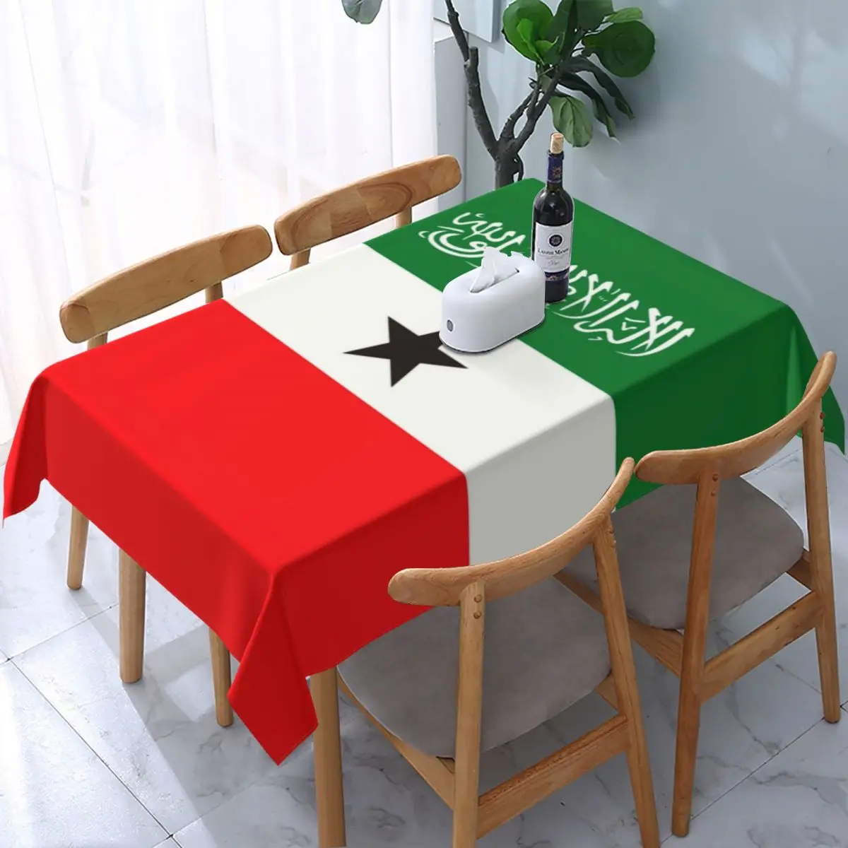 Rectangular Waterproof Oil-Proof Somaliland Flag Tablecloth Backing Elastic Edge Table Cover 40