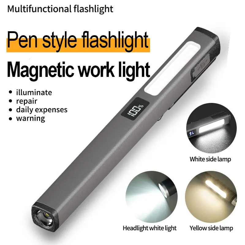 Portable Led Pen Light Flashlight Rechargeable Pocket Light for Work Repair Dentist Nurse Small Mini Cob Light Magnets With Clip