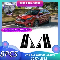 8pcs Car Window Trim Cover for Kia Niro DE Hybrid 2017~2022 Black Molding B C Column Pillar Posts Door Sticker Decal Accessories