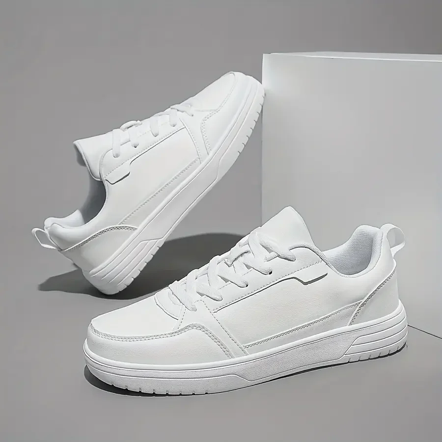Summer Fashion Leather Men White Sneakers Breathable Comfort Classic Casual Shoes Women Outdoor Walking Shoes Couple Footwear