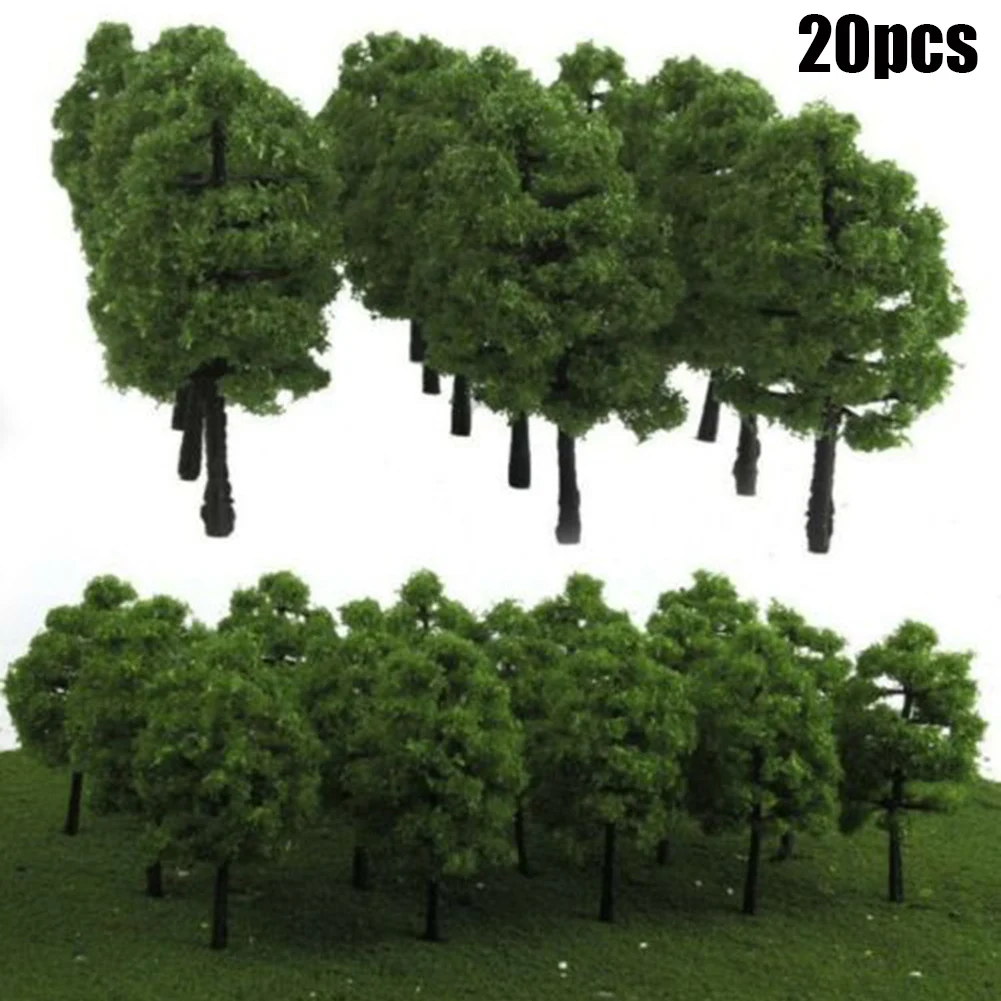 20PCS Model Trees 1.38'' Mini Palnt Train Railroad Diorama Wargame Park Scenery Scale 1:100 Grass Plots Drops Garden Decoraction