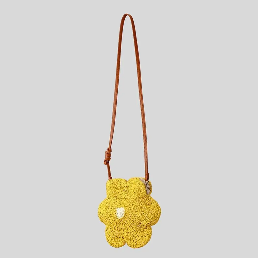 

Trendy Hollow Out Weave Straw Bag Flower Bohemian Style Beach Bag Beach Handbag Large Capacity Raffia Shoulder Bag Summer