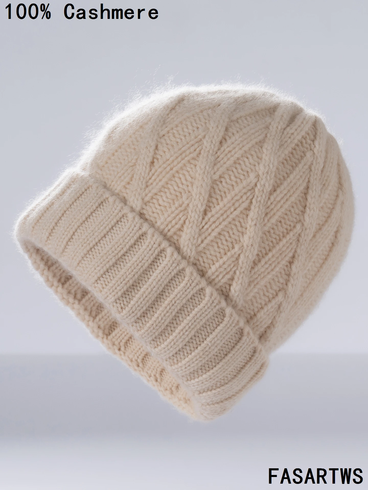 

FASARTWS Quality 100% Cashmere Hat Thick Warmth Hat Women /Men Warm Windproof Cap Winter Knit New Jacquard Beanie Hat Unisex