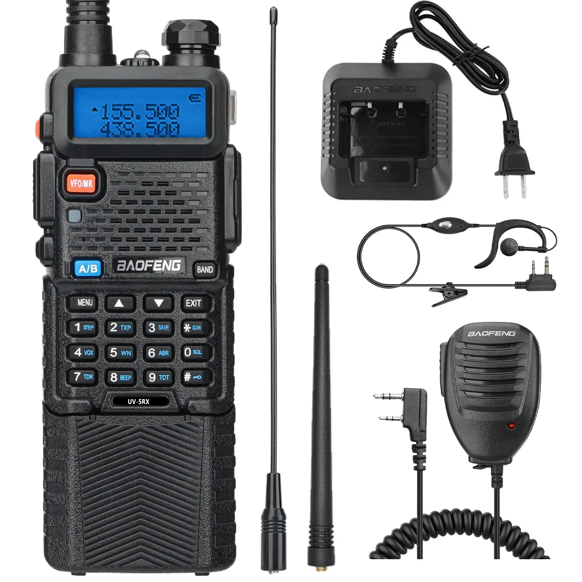 Baofeng UV-5RX Walkie Talkie Set 3800mAh Full Band Wireless Copy Frequency Long Range Ham Radio UV-5R K5 Portable Two Way Radio