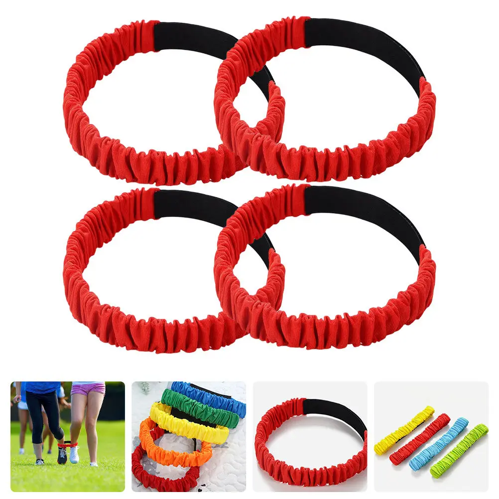 4Pcs Three Legged Race Bands Bright Color Elastic Leg Straps Wear Resistant Legged Race Game Props Outdoor Teamwork Training