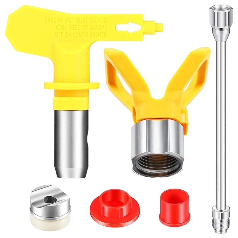 

4 Pieces Airless Paint Spray Tool Set 11.8 Inch Extension Pole Rod With 517 Sprayer Tip And Nozzle Tip Guard Protector