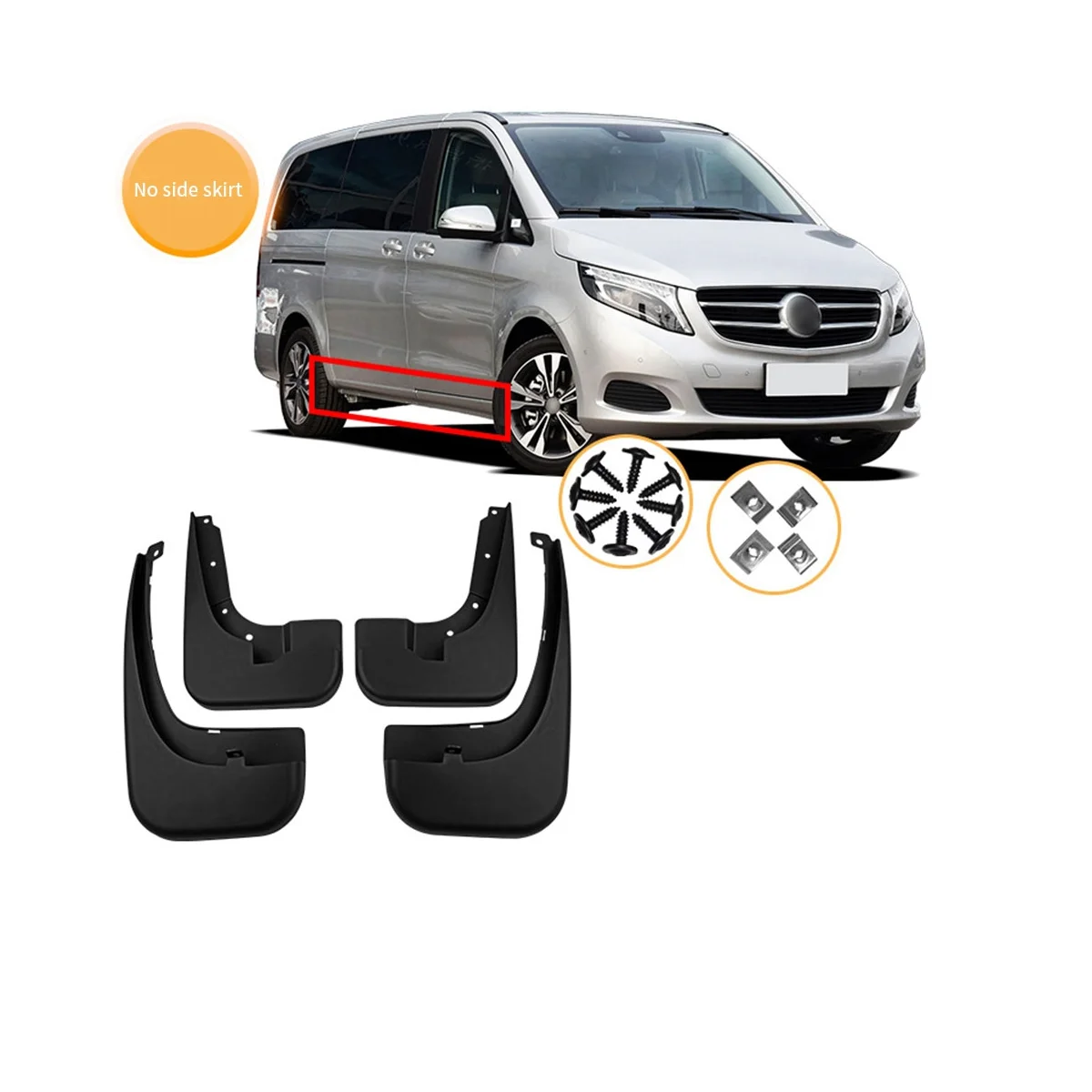 For Mercedes Benz V Class Sports Extended Edition 2016-2020 Without Side Skirts Fender Mud Flaps Guard Splash Flap