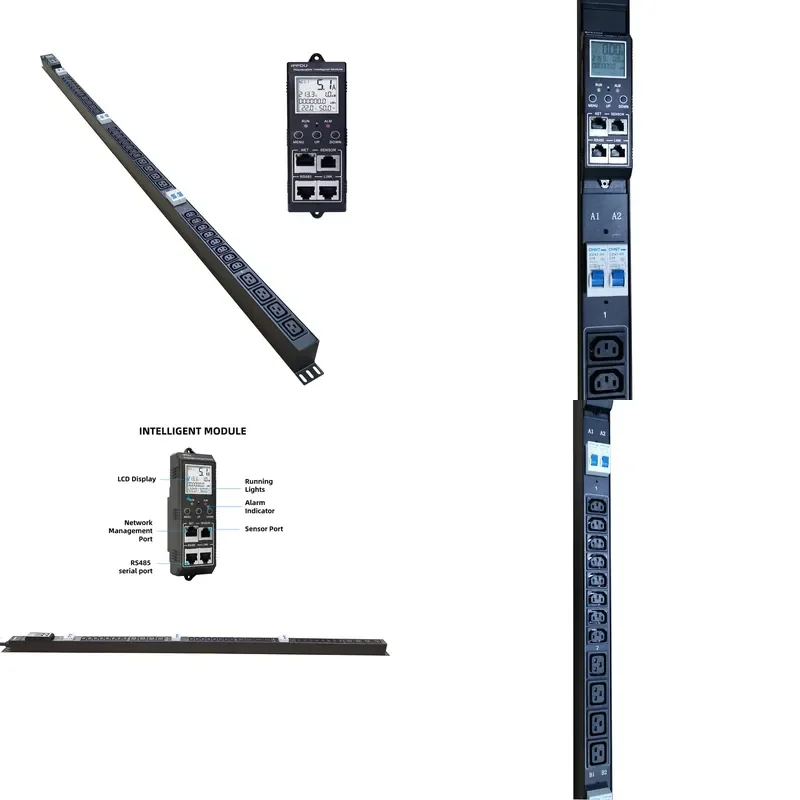 Customized Vertical IP Remote Control 36way Smart PDU 24wayC13 12wayC19 63Amp 240V 3phase Hot Swap Network Management Clever