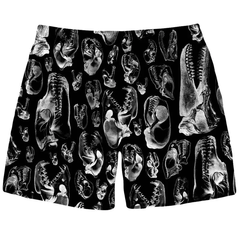 New Men Gothic Beach Shorts 3D Printed Dollars Human Skull Short Pants Trendy Street Outdoor Breathable Sports Board Shorts