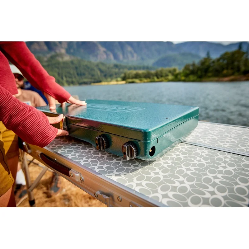 2 バーナーポータブルプロパンストーブ 10000 BTU 屋外調理高圧レギュレーター調整可能な炎防風格子簡単にきれい