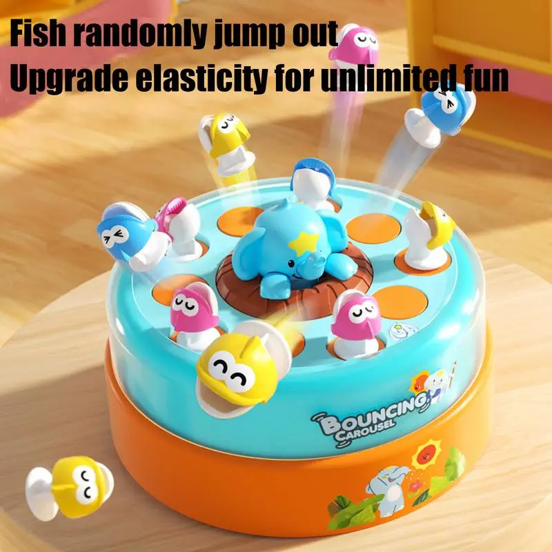 Fishing Game Toy Turntable Rotating Fishing Bounce and Catch Toy Game Fishing Turntable Educational Toys for Toddler Kids Boys