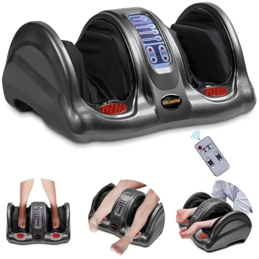 

Массажер для ног HandB Luxuries Shiatsu с пультом ДУ, функцией разминания и роликового массажа, для домашнего использования, для стоп, лодыжек, икр и ног