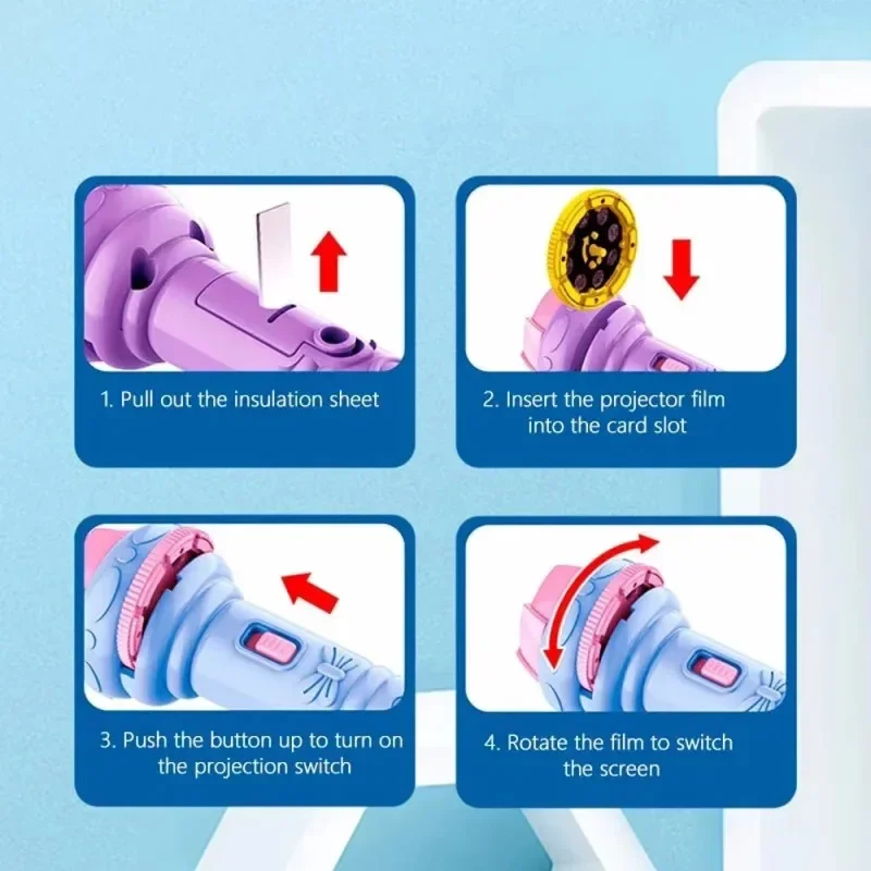 Kids Story Projector Toy - 10Pcs Image Cards, Bedtime Picture Flashlight for Wall Projection Play