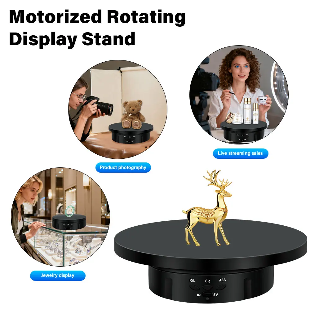 

3 In 1 Electric Rotating Visualizer 360° Turntable Regulation USB Charge Display Stand For Video Shooting Prop Jewelry Shoes