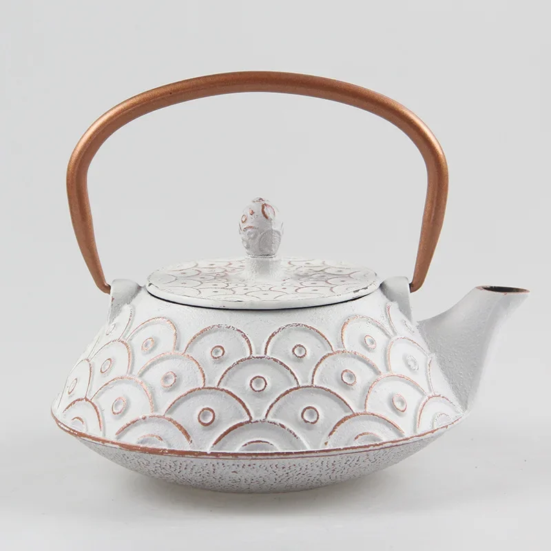 Unique White Cast Iron Kettle with Strainer Iron Luxury Container Chinese Teapot Boiling Teapot Boiling Water Teapot Tea Set