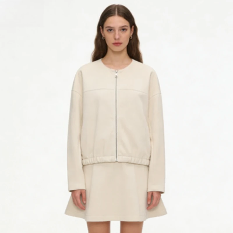 

Autumn new women's clothing European and American fashion versatile velvet leather effect jacket women's coat