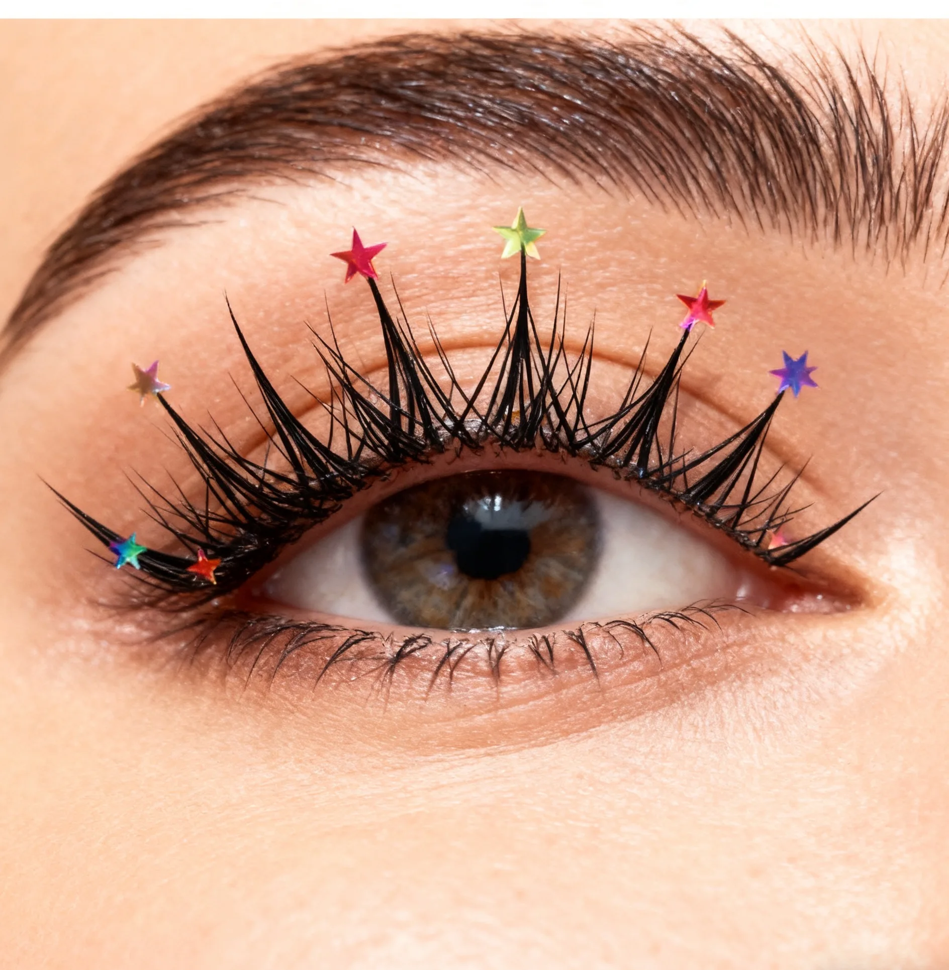3 Pair Star Shaped Sequin False Eyelashes Party Halloween Christmas Colorful Sequin Eyelashes Natural Fluffy False Eyelashes