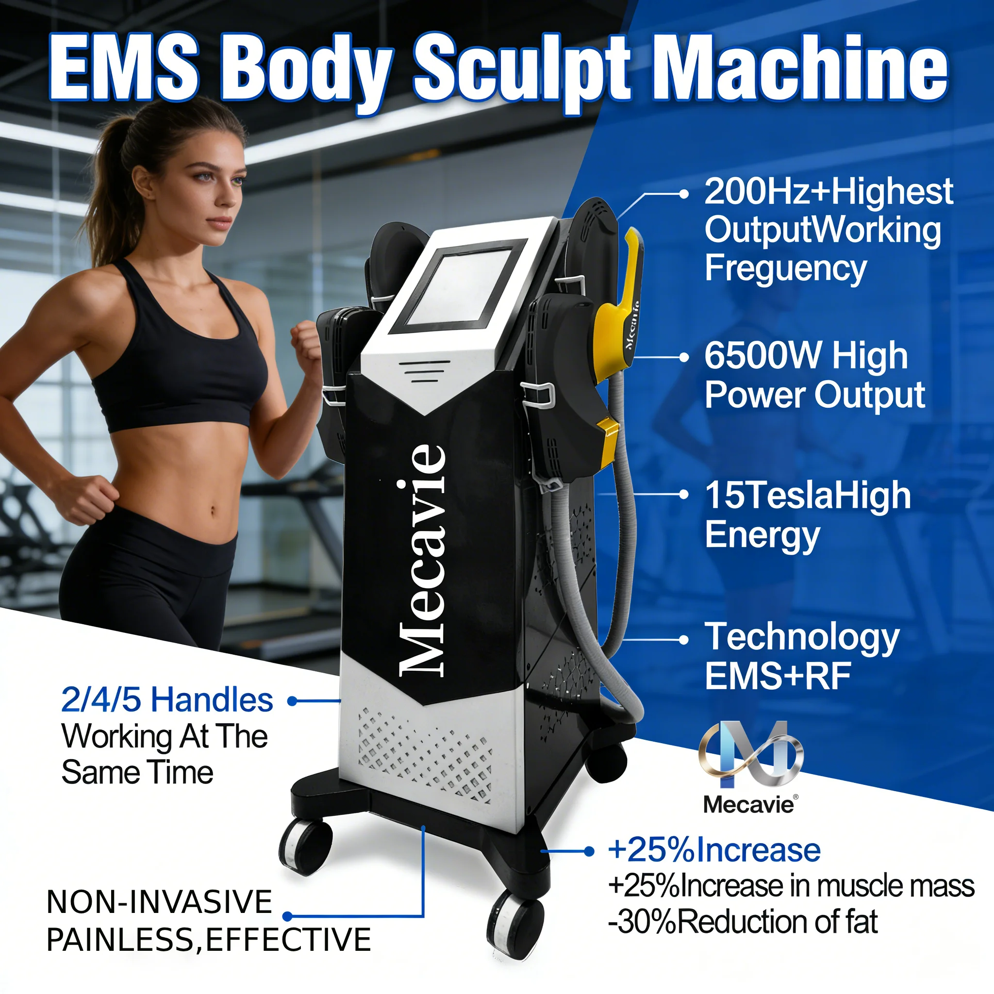 

Модернизированный стимулятор мышц тазового дна и пресса 2026 года, профессиональный аппарат EMS RF для коррекции фигуры и похудения, превосходящий обычные тренировки
