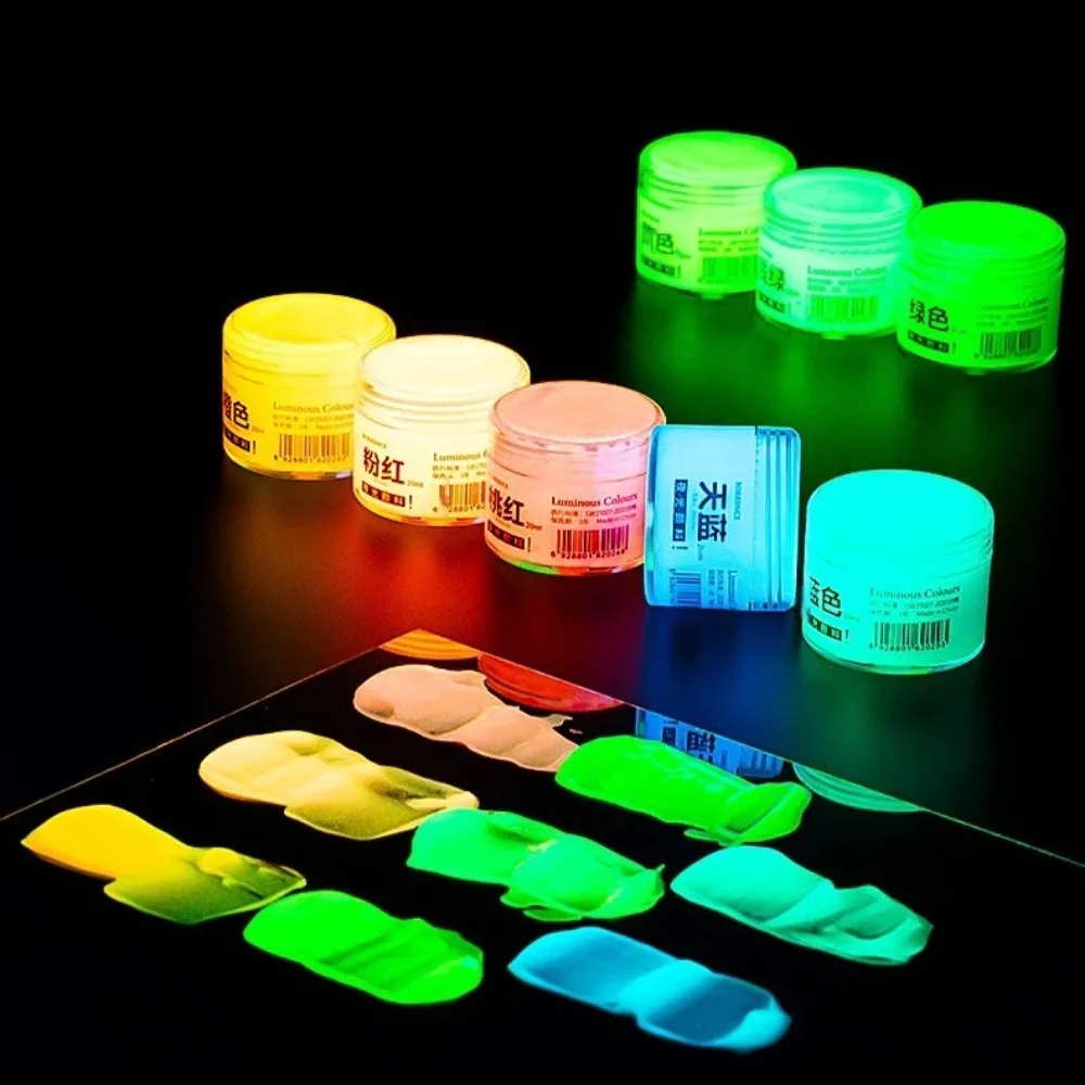 Borrence 20/60ml Fluorescent Pigment Long-Lasting Luminous Paint Glow In Dark Acrylic Paints Artwork DIY Festival Party Supplies image 6