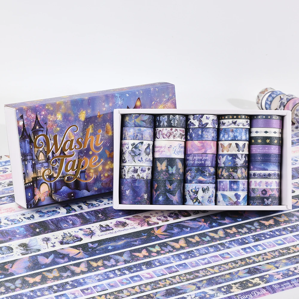 الخيال اشي الشريط مجموعة 35 لفات الأرجواني أشرطة ورقية مقاومة للماء DIY بها بنفسك سجل القصاصات مشاريع مخطط الملحقات اللوازم المكتبية