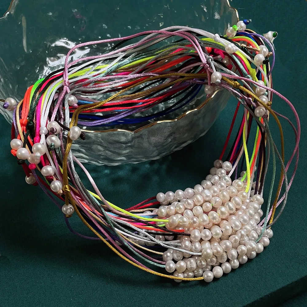 Real Natural Freshwater Pearl Necklace for Women Girls Small Potao Pearl Charm Smile Pendulum Choker Collar Wedding Jewelry Boho