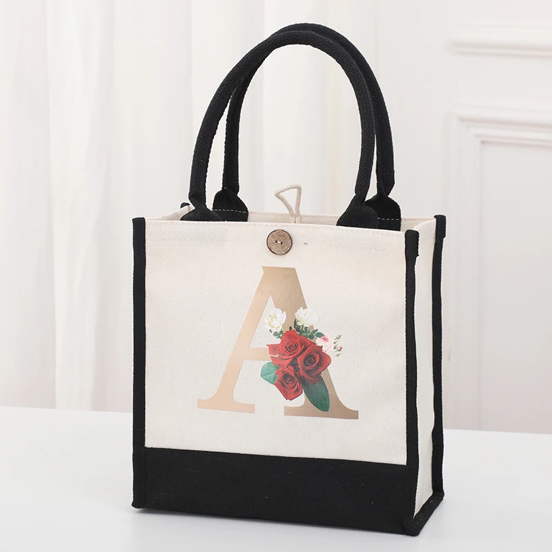 Canvas-Umhängetasche mit großem Fassungsvermögen, bunt bedruckte Tragetasche, wasserabweisende Handtasche zum Einkaufen.