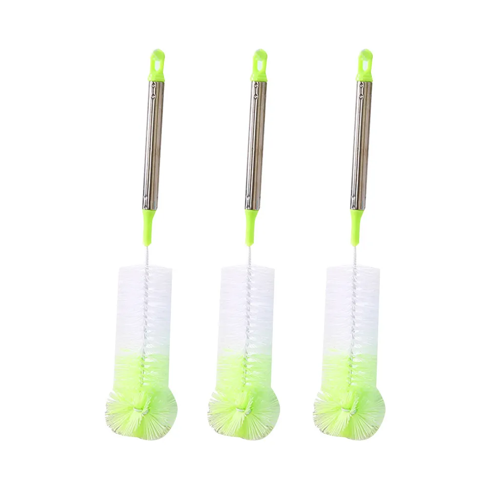 Juego de 3 Cepillos para Botellas con Mango Largo, Fibras de Nailon, Cuerpo de Acero Inoxidable, Flexibles para Limpieza Profunda de Botellas de Vino y Frascos de Kombucha