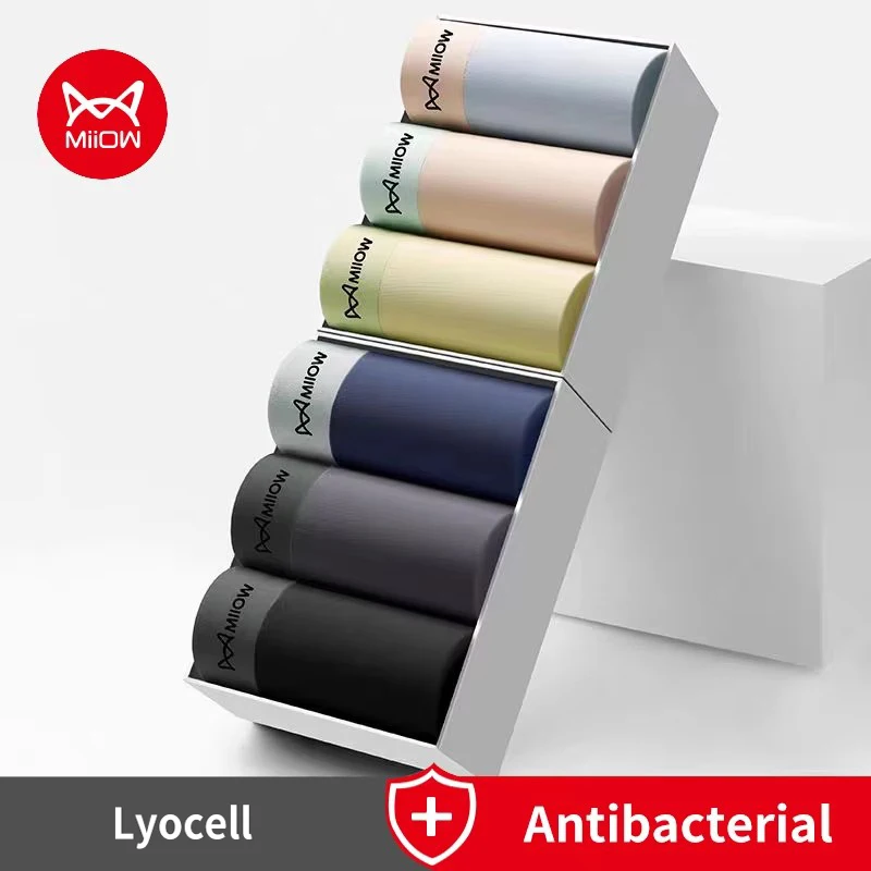 

MIIOW 3Pcs Lyocell Men Boxer Shorts Underwear Antibacterial Boxers Cueca Male Panties Soft Breathable Men Underpants Lingeries