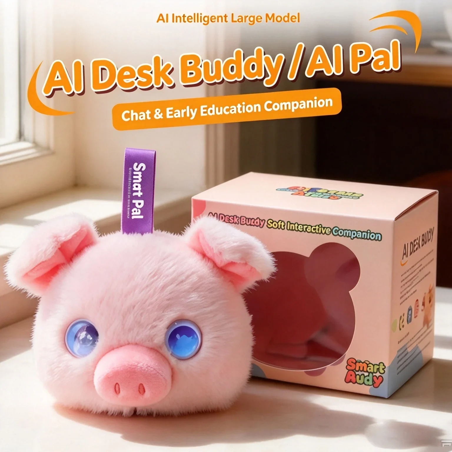 AI Interactive Pig Plush Keychain, Smart Talking Companion Toy, Touch Response, Educational Early Learning Stuffed Animal for Ki