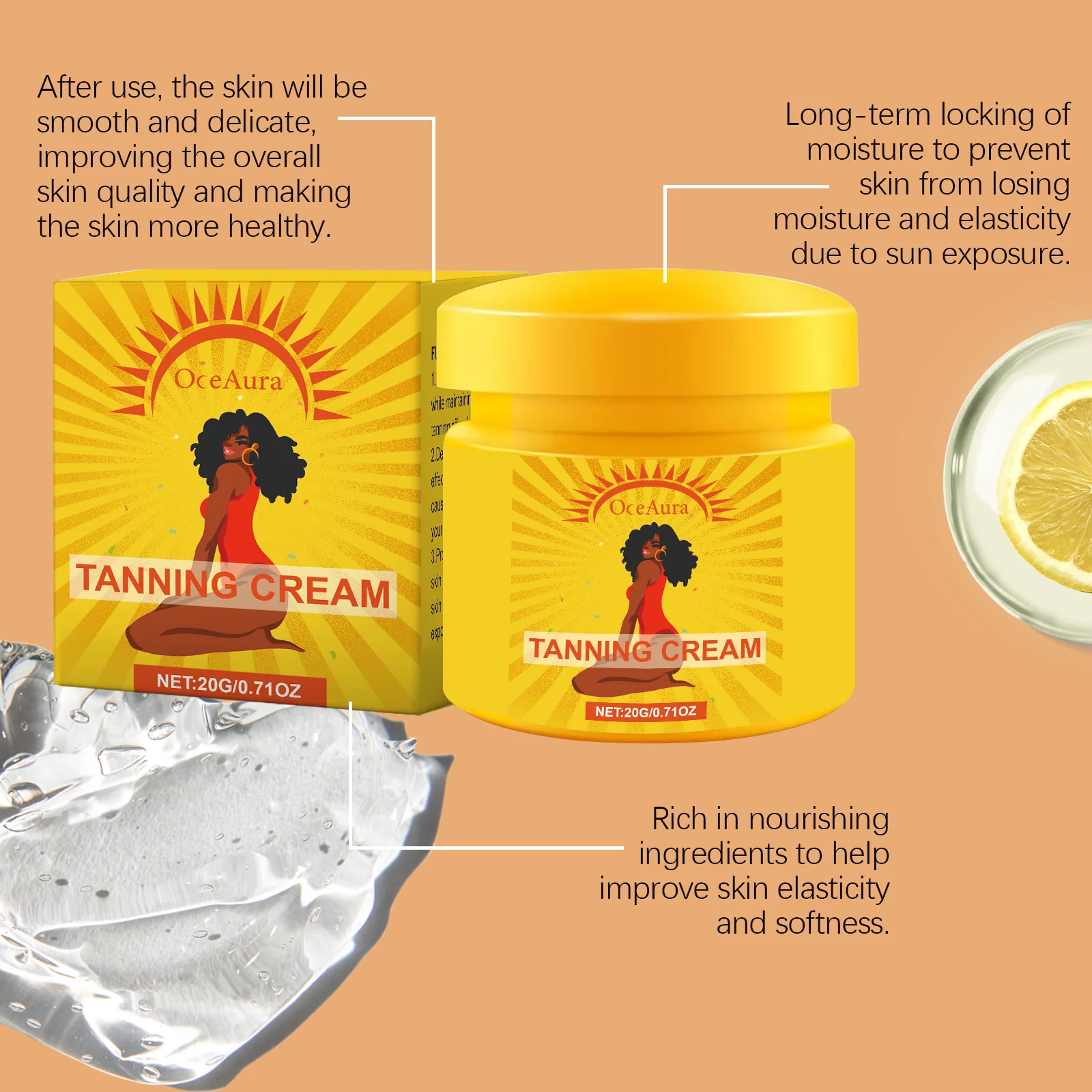 Creme autobronzeador de pele, sem sol, autobronzeador para rosto, corpo, brilho natural, fácil uso, gel hidratante bronzeador, verão