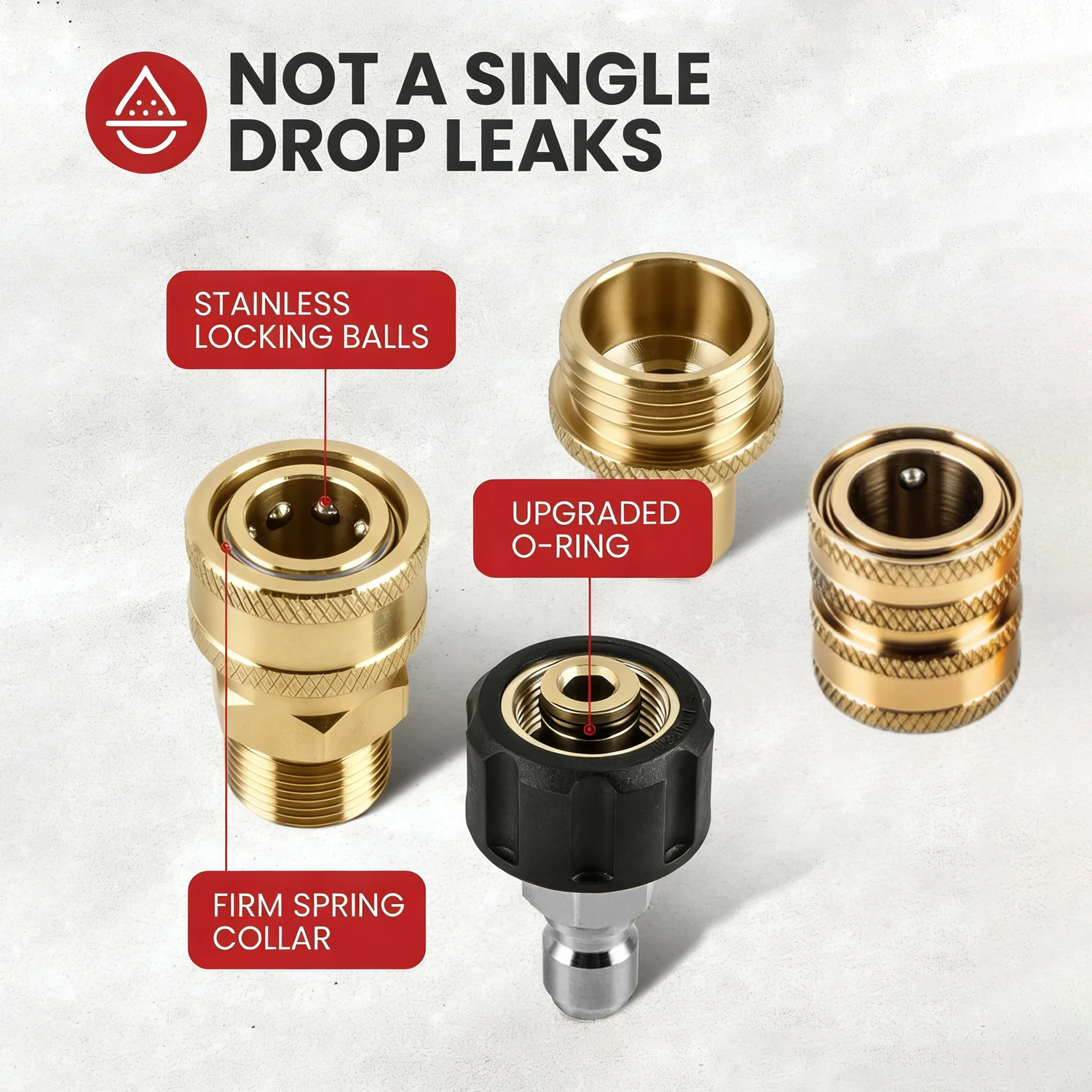 Pressure Washer Quick Connect Stainless Steel Kit, M22 14mm to 3/8" Quick Connect, Brass Fitting for 3/4-inch Threaded American image 2