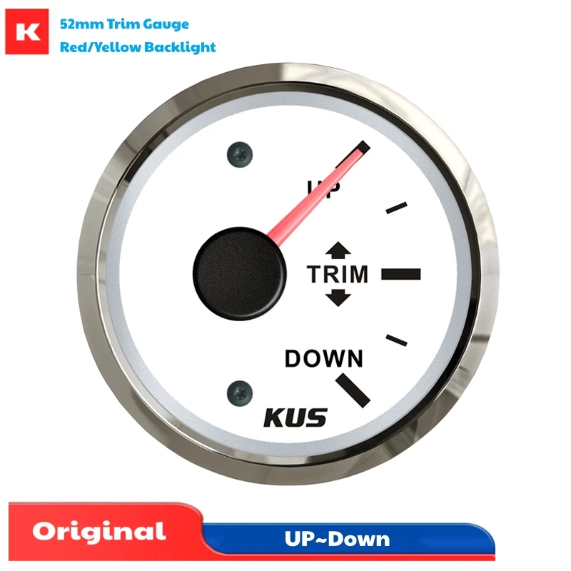 

KUS 52mm Pointer Trim Gauges 0-190ohm Input Signal Trim Meters Up to Down / Down to Up Show with Red Backlight for Auto Boat