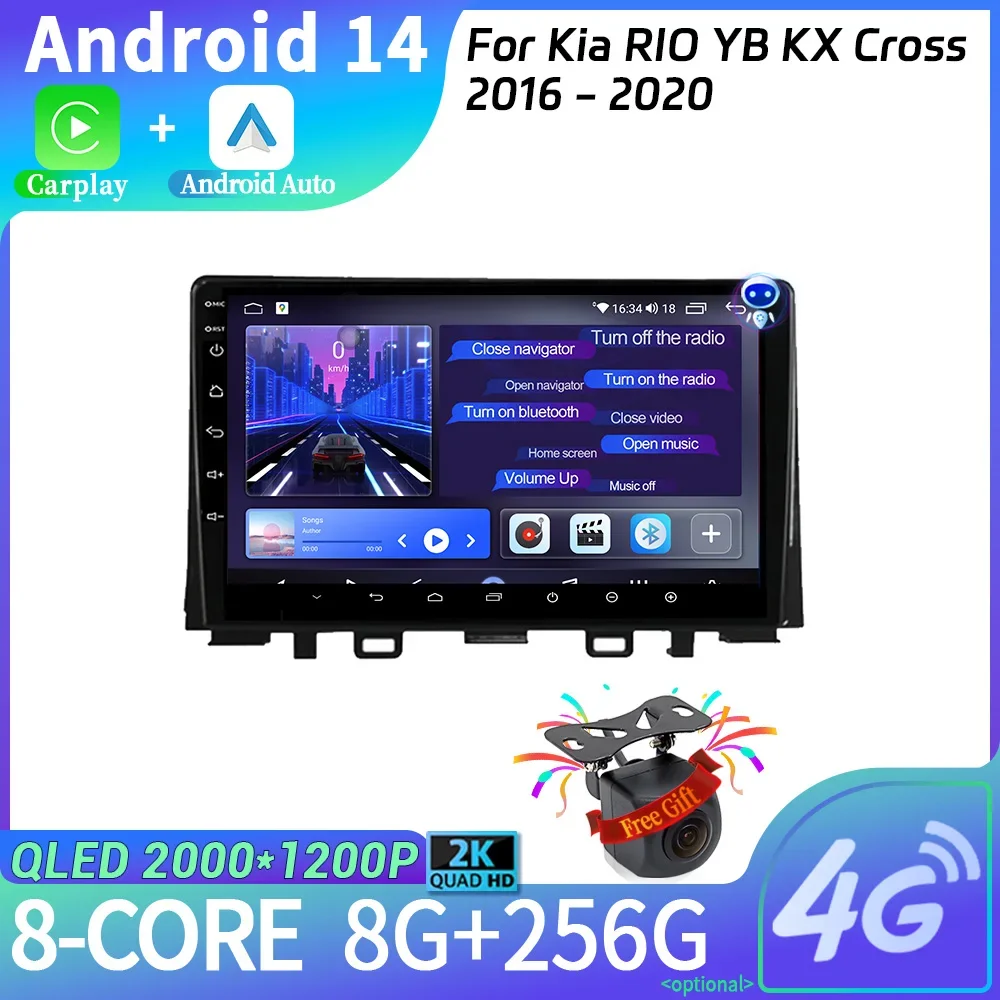 

Car Radio For Kia RIO YB KX Cross 2016 - 2020 Android 14 Multimedia Navigation Wireless Carplay Stereo Screen