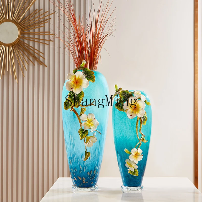 

CL enamel glass large vase ornament, living room TV cabinet, entrance office, high-end flower arrangement housewarming