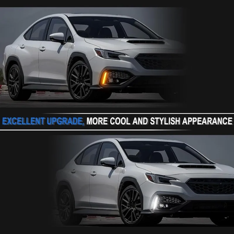 Sequential Turn Signals Daytime Running Lights LED DRL Fog Light Bezel Kit For Subaru WRX 2022-2024 Accessories