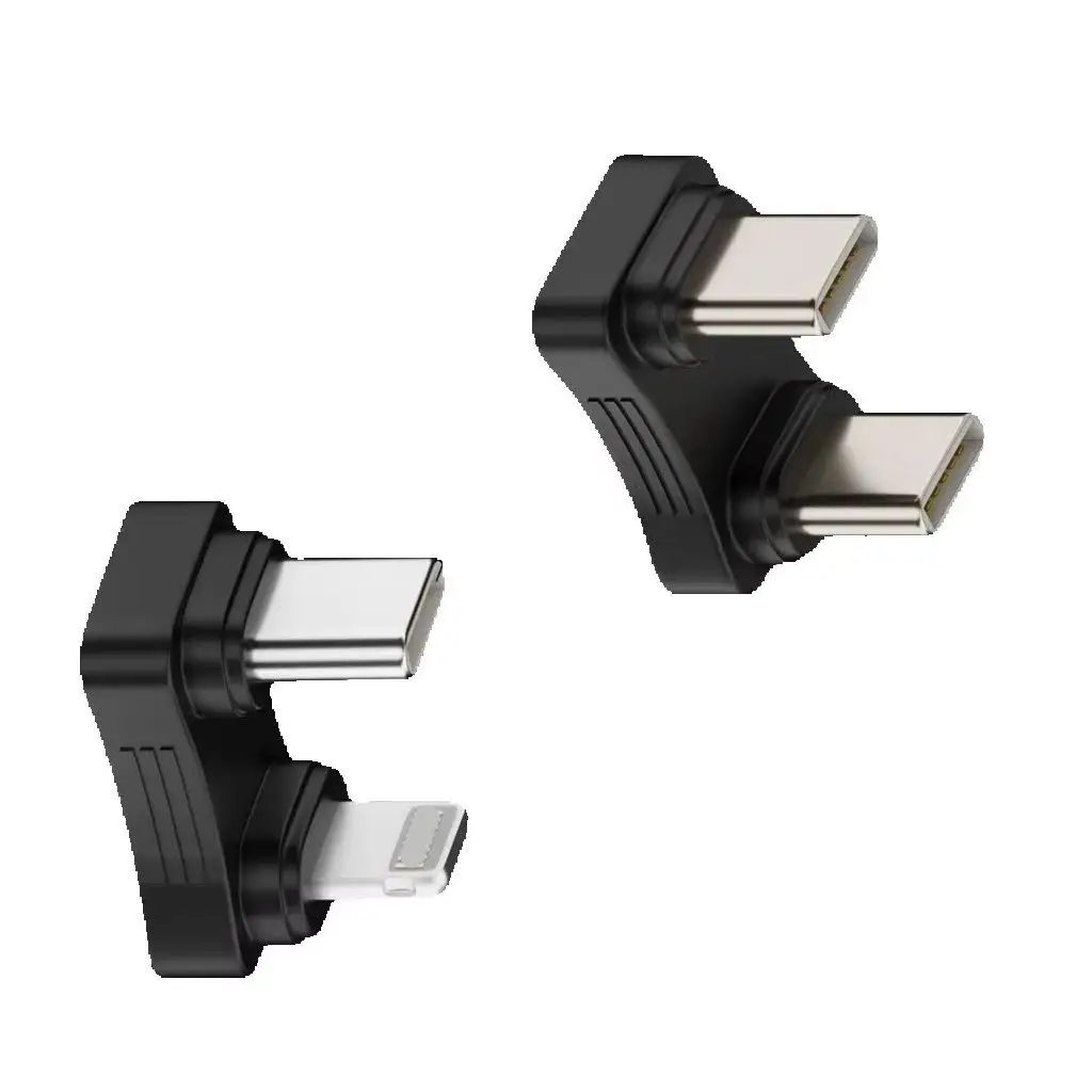 1Pcs Type-C 180 Degree Angled Adapter  U Shape Male To 8Pin IOS Male Charging Power Adaptor 480Mbps Data Transfer Connector