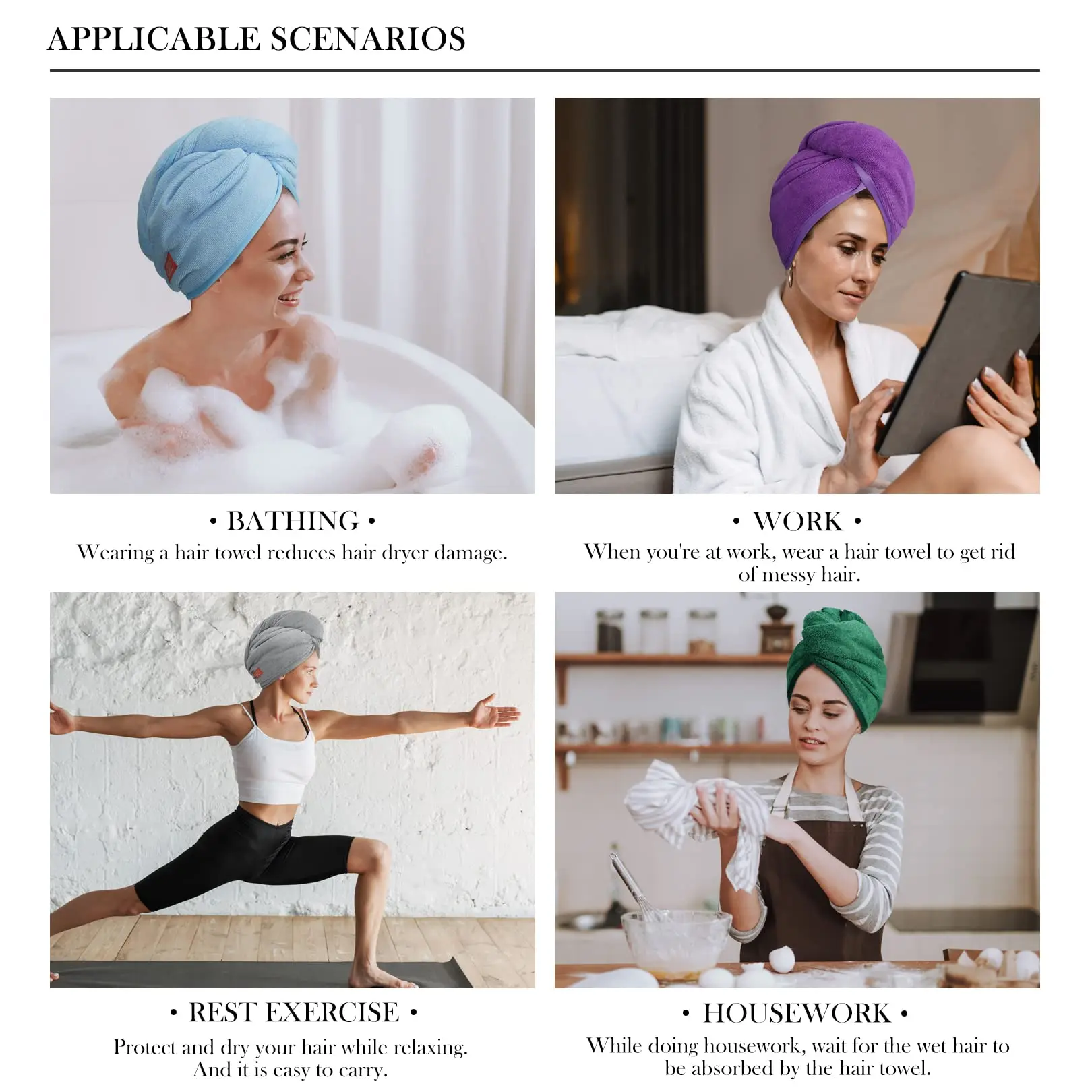 Serviette ronde en microcarence pour cheveux, accessoires HOEssential, séchage rapide des cheveux, turban pour cheveux bouclés, longs et optiques, 1