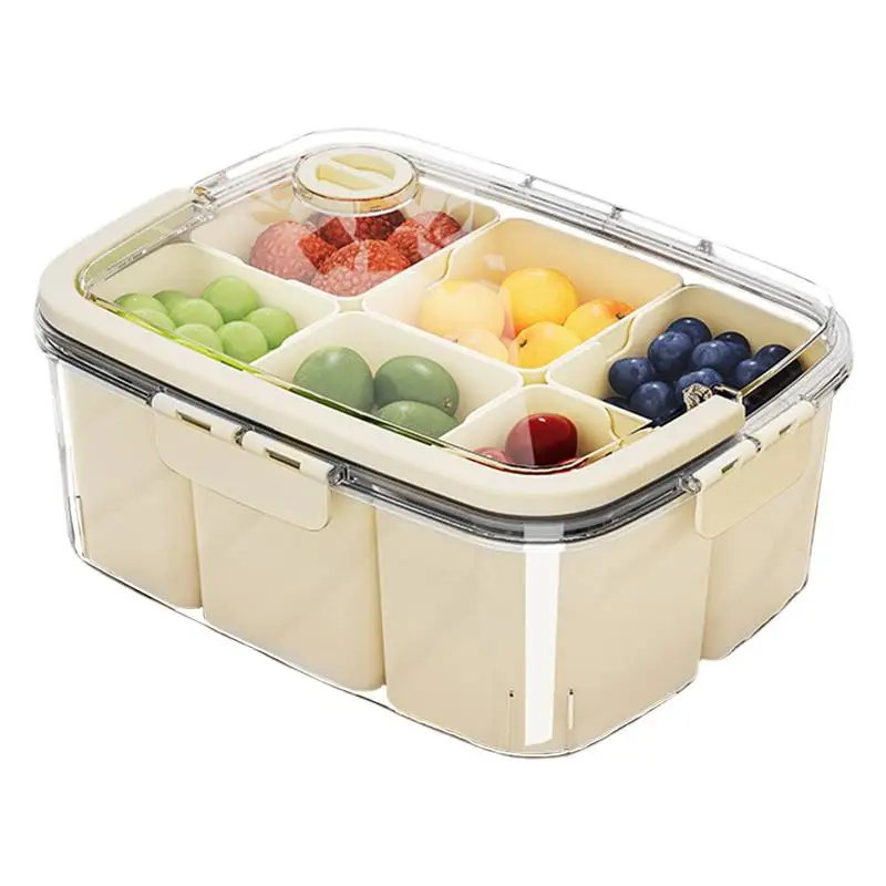 

Divided Serving Tray Portable Snack Organizer Tray Party Snack Platter With Lid And Handle Meal Prep Lunch Containers For Veggie