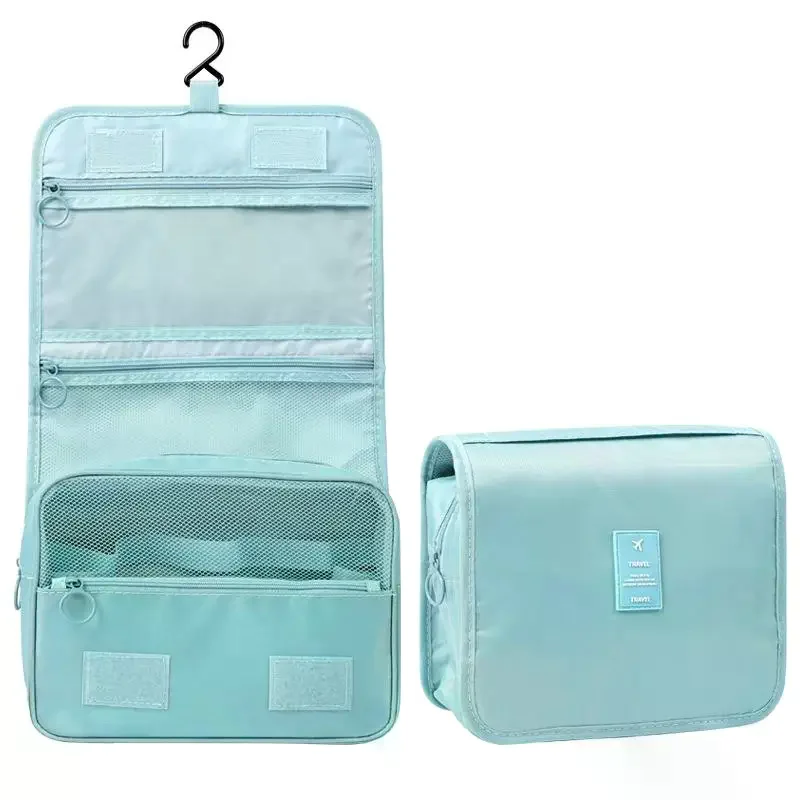 حقيبة غسيل أدوات الزينة المحمولة مع خطاف معلق مقاوم للماء للنساء الحمام حقيبة تخزين مستحضرات التجميل سعة كبيرة السفر الرجال حقيبة مستحضرات تجميل