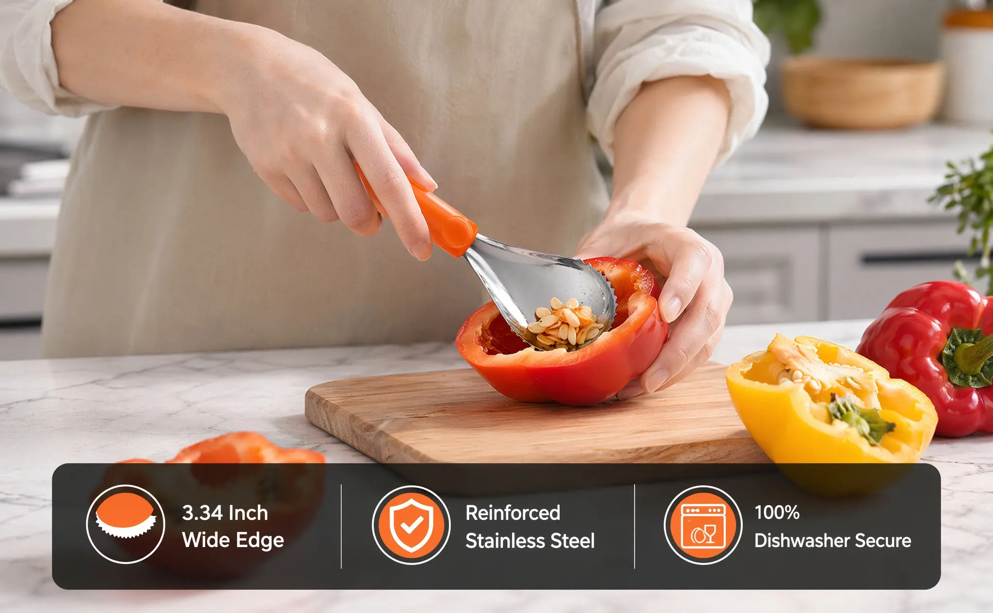 Stainless Steel Fruit Corer Spoon – Manual Pumpkin, Melon, Pear & Pineapple Core Remover Kitchen Gadget